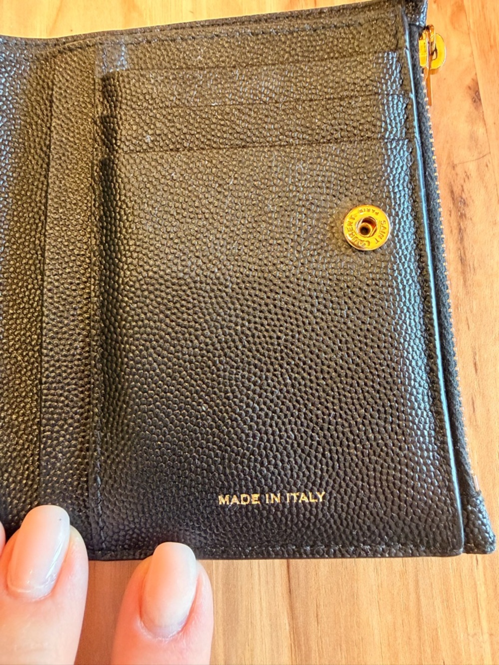 Saint Laurent UpTown Compact Wallet Black Grain Leather w/ Gold Hardware $630 - Picture 6 of 16